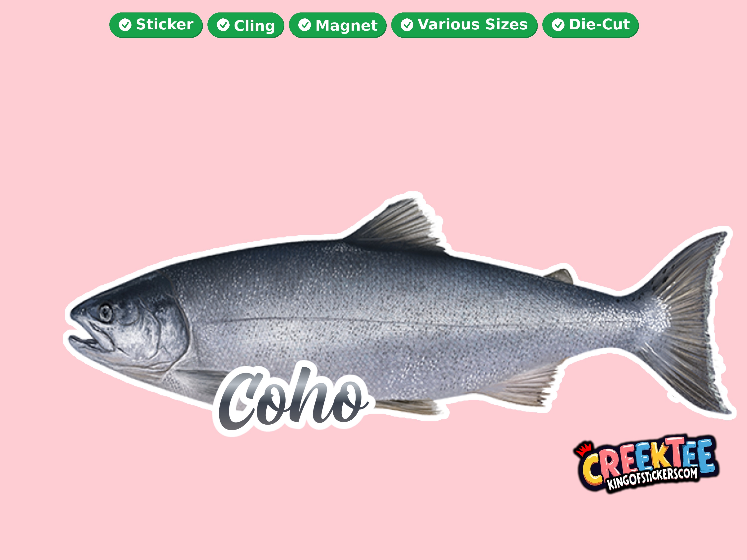 Fish Vinyl Bumper Sticker  Window Cling or Magnet in UV Laminate Coating and Various Sizes
