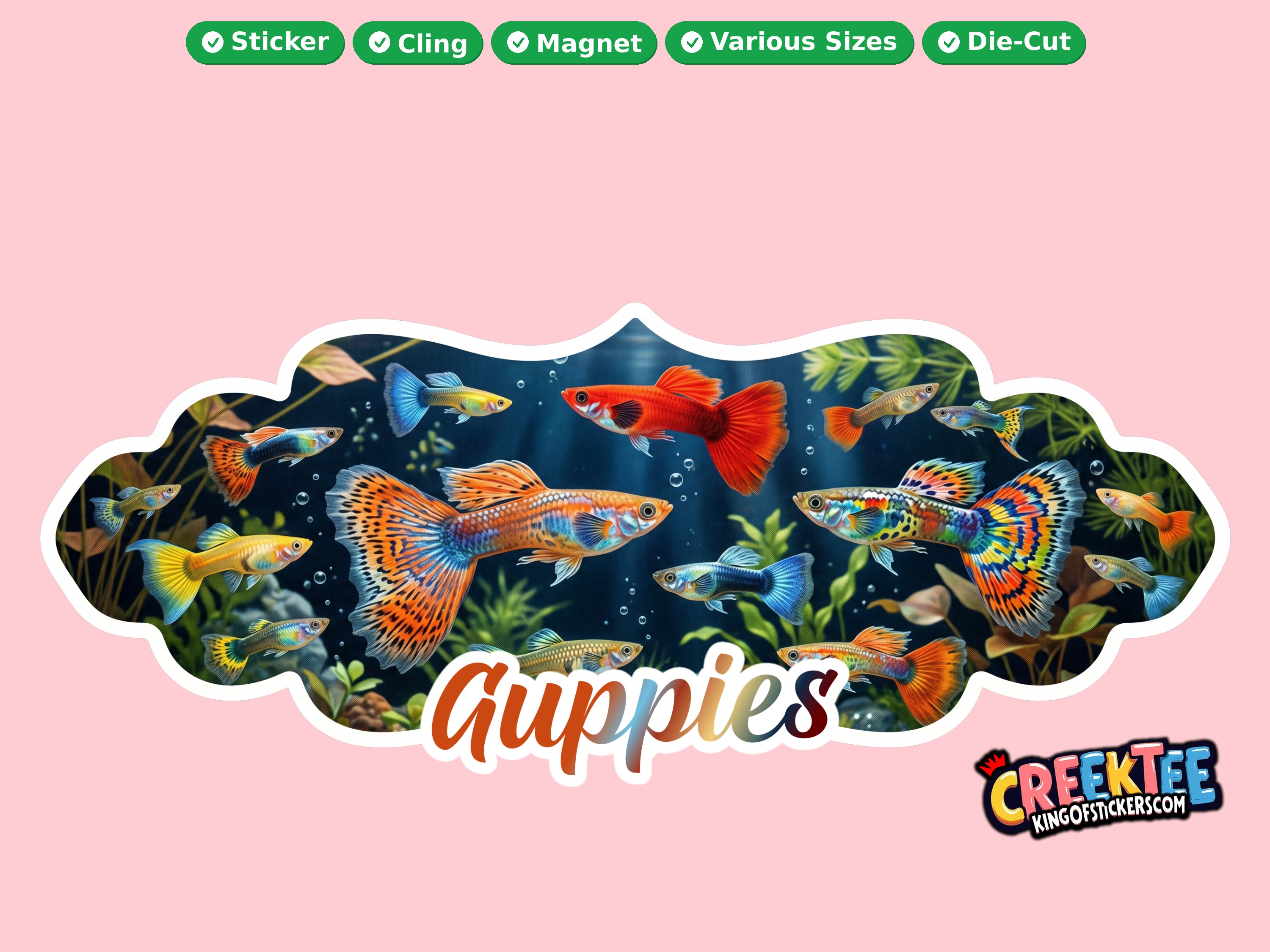 Fish Vinyl Bumper Sticker  Window Cling or Magnet in UV Laminate Coating and Various Sizes