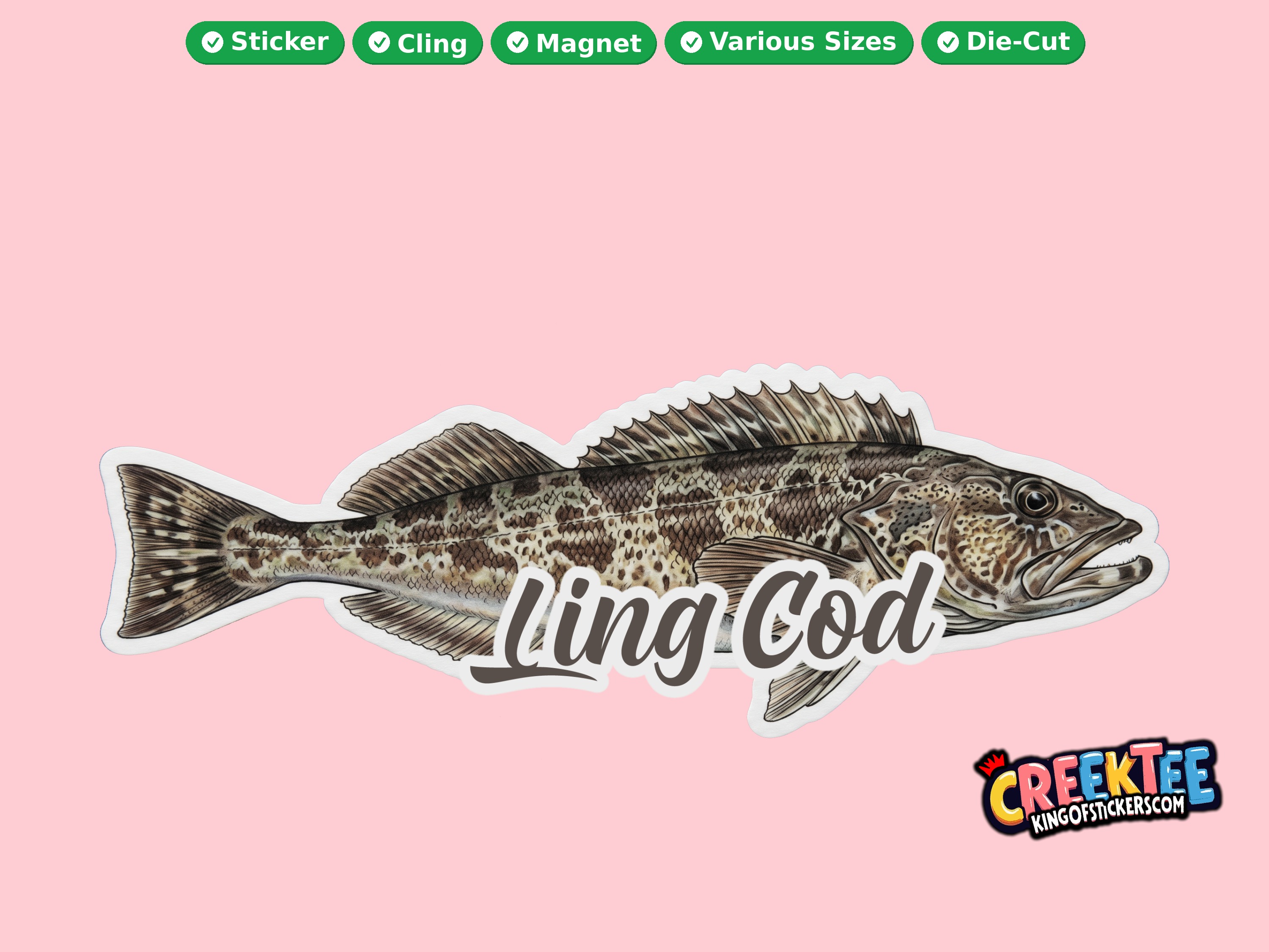 Fish Vinyl Bumper Sticker  Window Cling or Magnet in UV Laminate Coating and Various Sizes