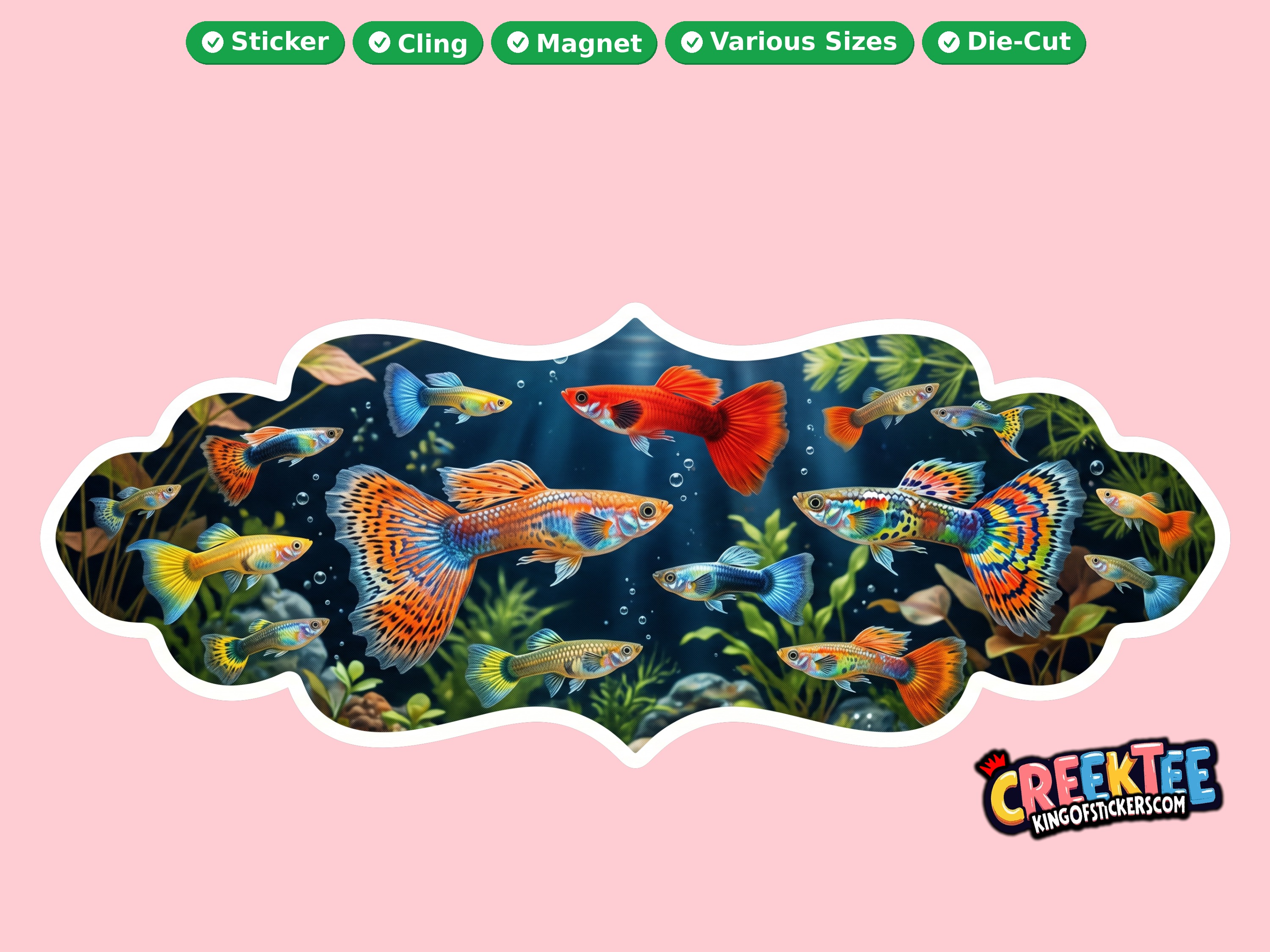 Fish Vinyl Bumper Sticker  Window Cling or Magnet in UV Laminate Coating and Various Sizes