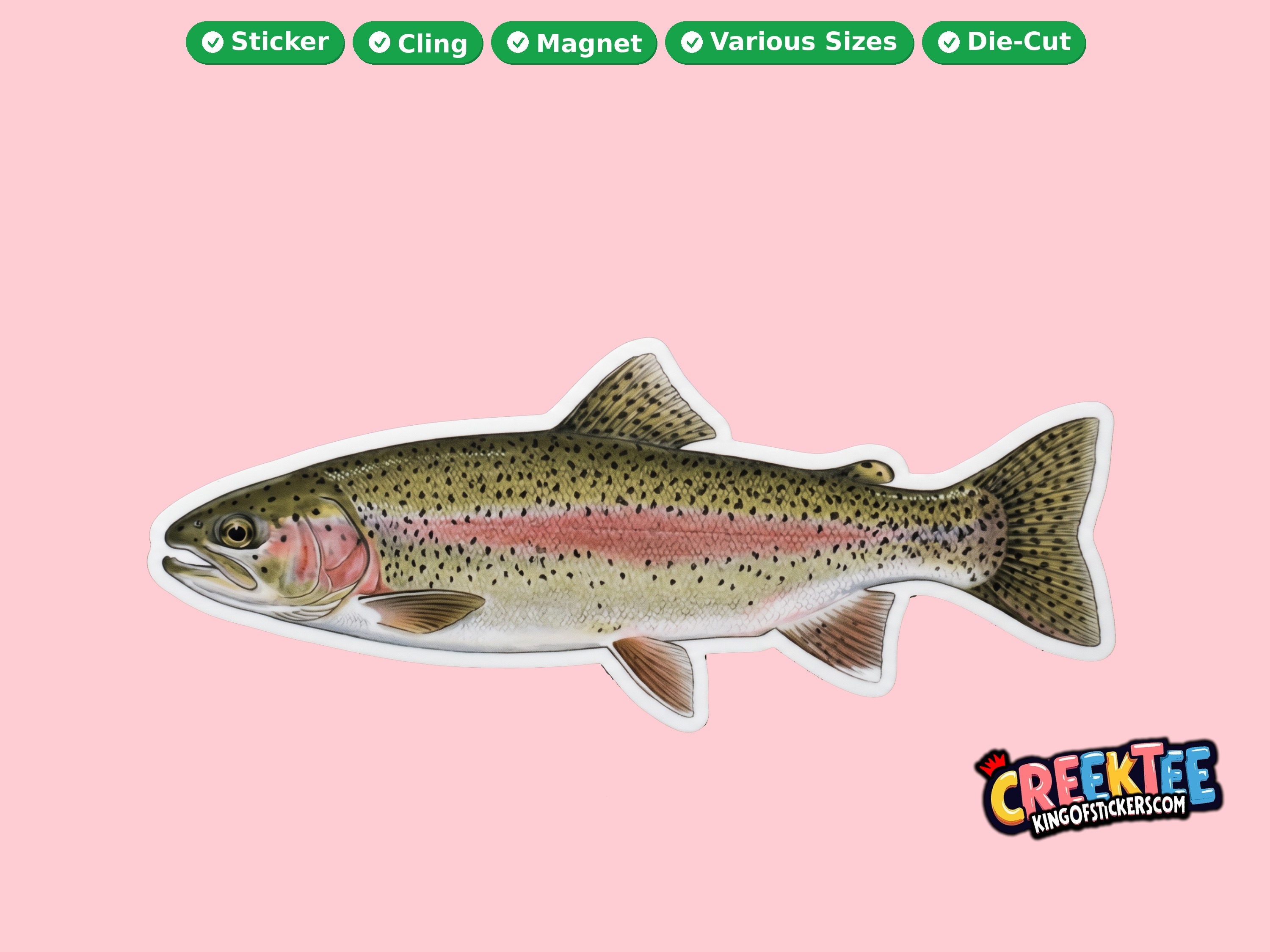 Fish Vinyl Bumper Sticker  Window Cling or Magnet in UV Laminate Coating and Various Sizes
