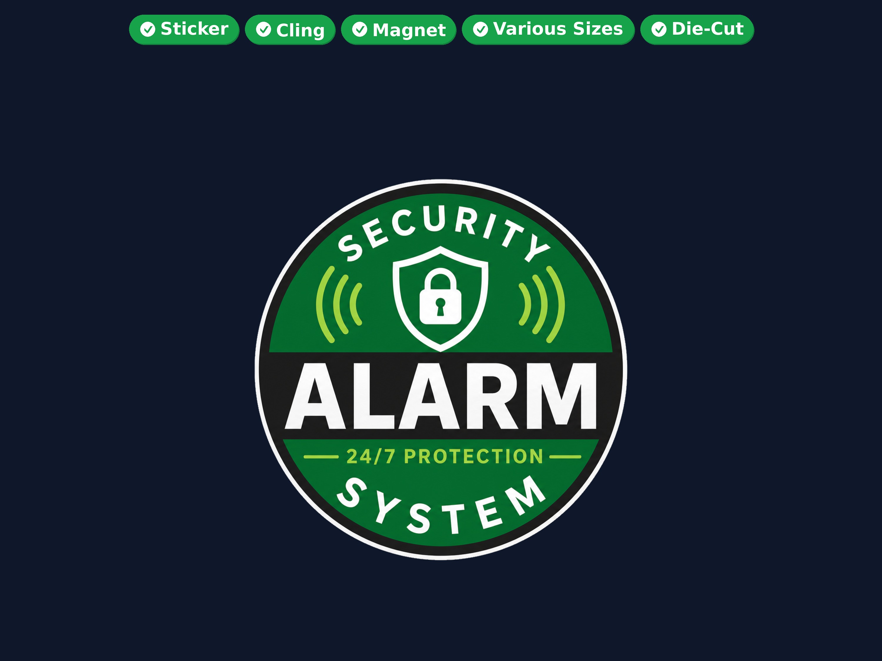 Security System Die Cut Vinyl Sticker  Window Cling or Magnet with Laminate Coating in Various Sizes