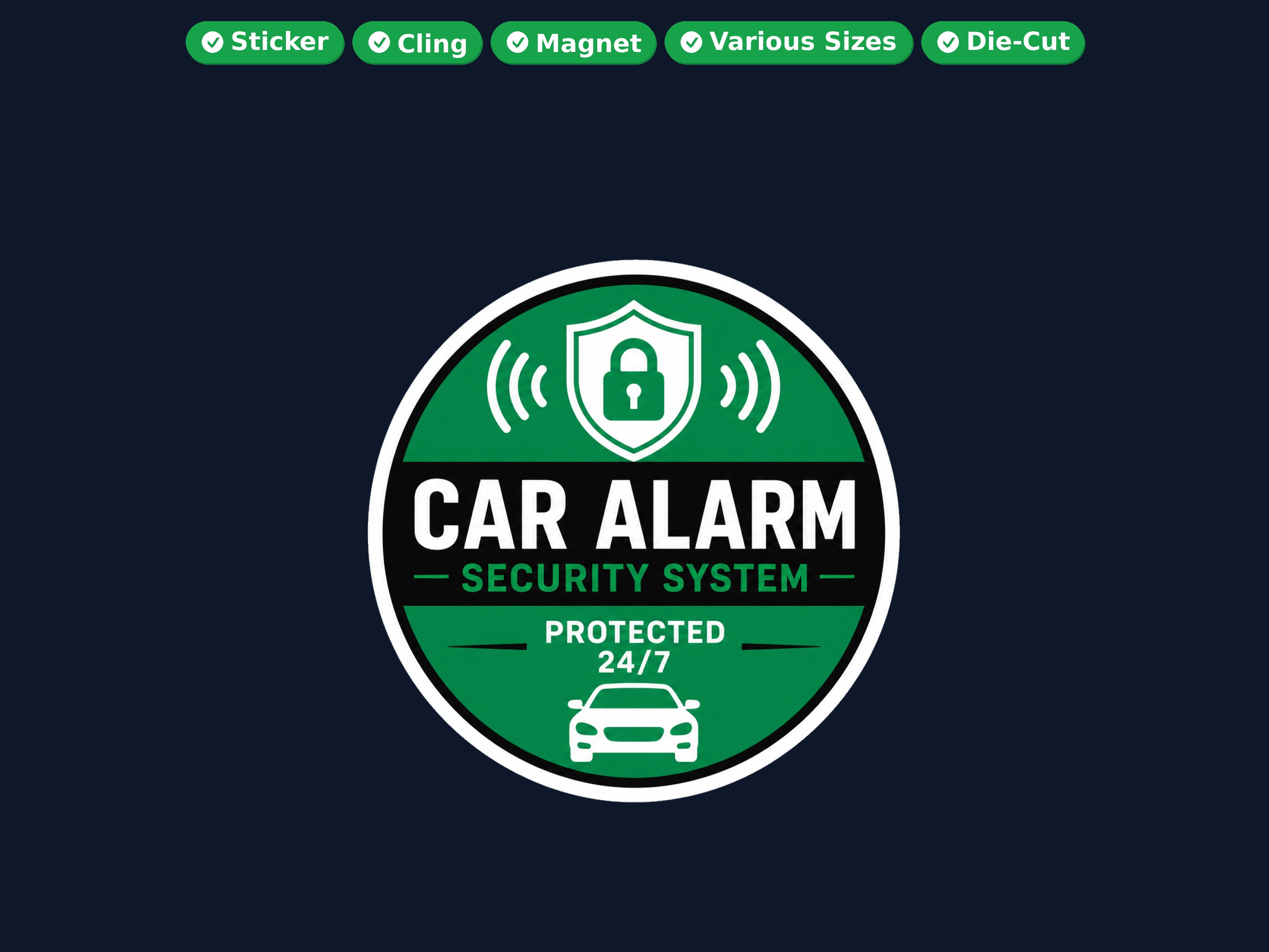 Security System Die Cut Vinyl Sticker  Window Cling or Magnet with Laminate Coating in Various Sizes