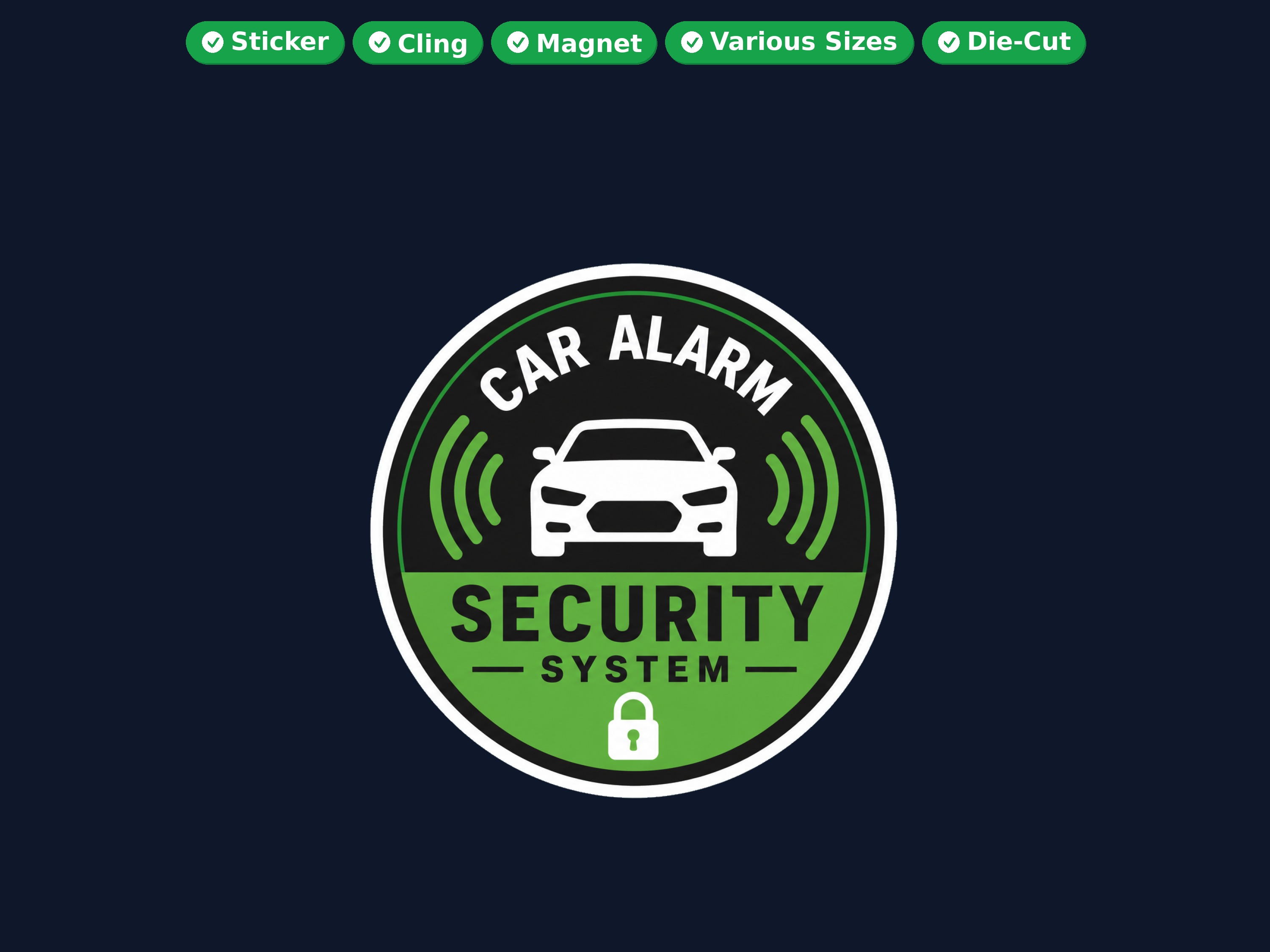 Security System Die Cut Vinyl Sticker  Window Cling or Magnet with Laminate Coating in Various Sizes