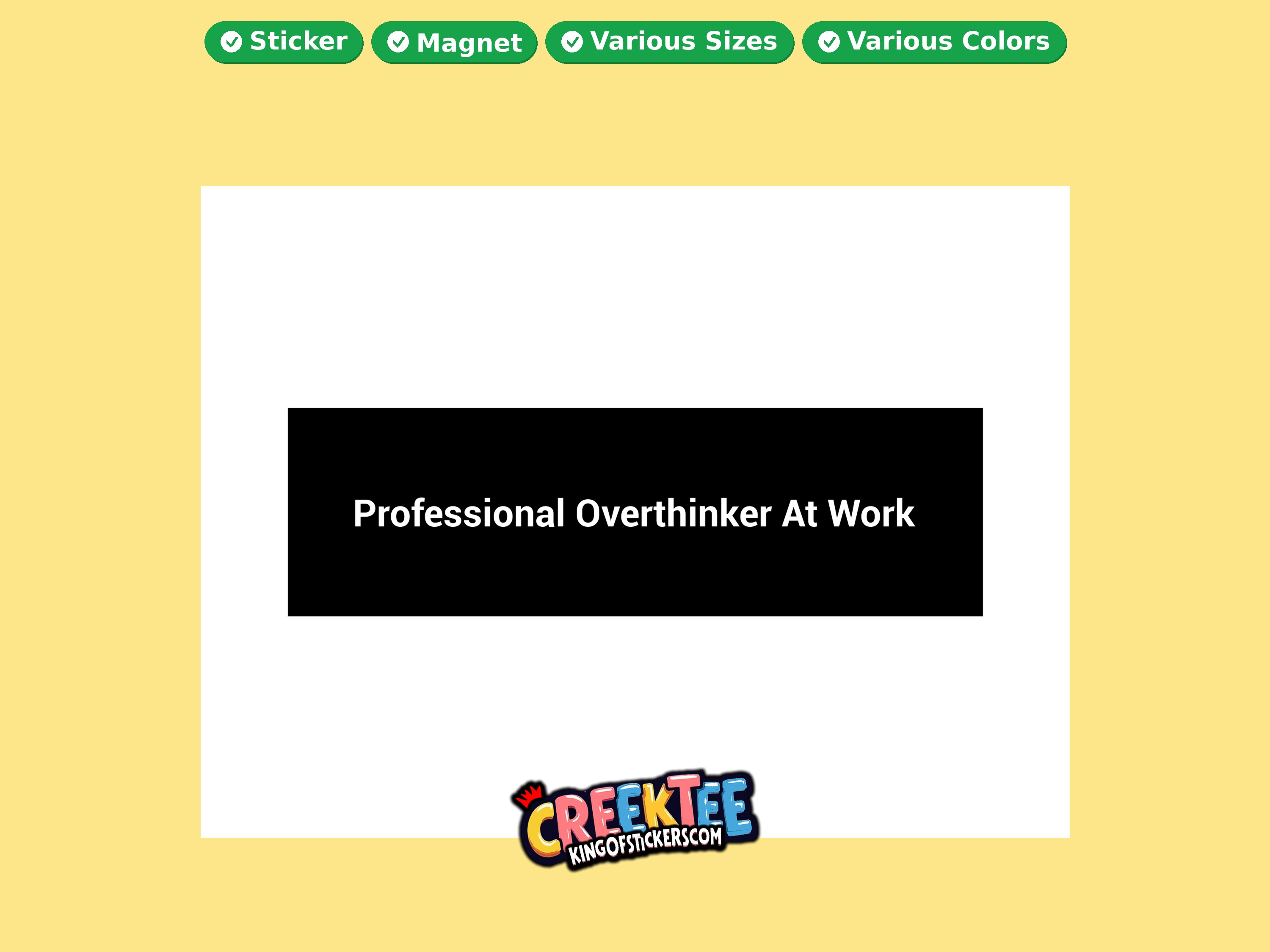 Professional Overthinker At Work Vinyl Bumper Sticker  Window Cling or Magnet in UV Laminate Coating and Various Sizes