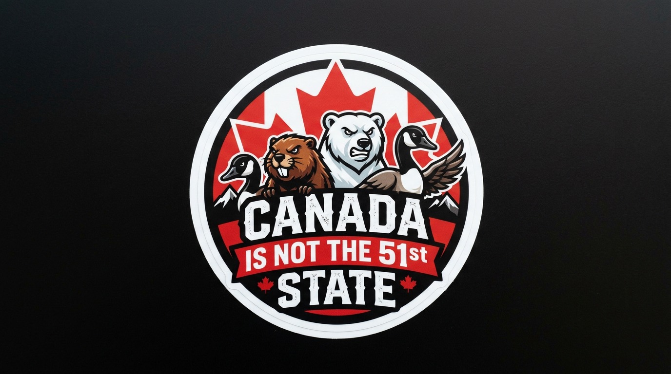 CANADA is not the 51st State Vinyl Bumper Sticker  Window Cling or Bumper Sticker Magnet in UV Laminate Coating
